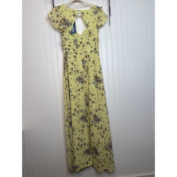 NWT Modcloth You're Flowing Places Maxi Dress Yellow Multi Cut Out Long Size 0 - Picture 5 of 8